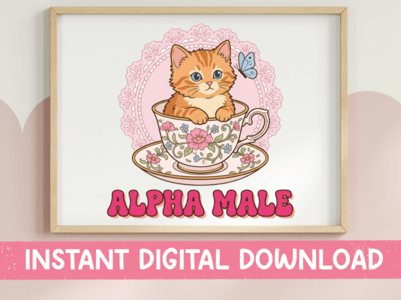Alpha Male Cat Teacup Purple SVG