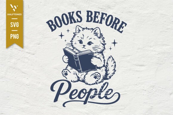 Books Before People Reading Cat SVG PNG