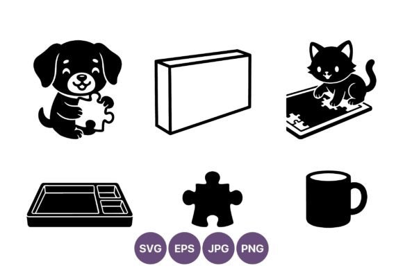 Cartoon Puppy Holding Puzzle Piece