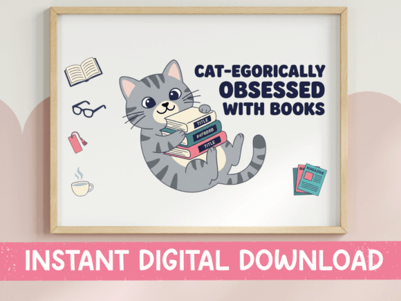 Cat-Egorically Obsessed Books SVG