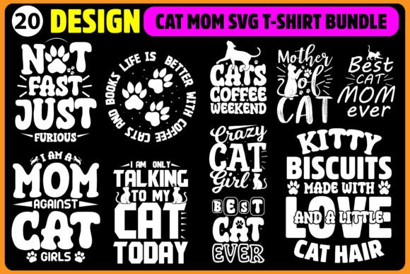 Cat Mom SVG Bundle 20 Designs