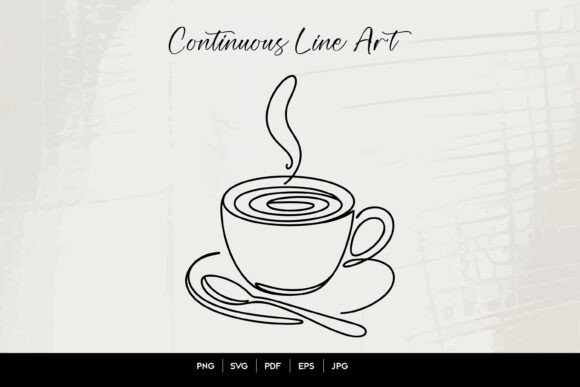 Coffee Cup Continuous Line Art