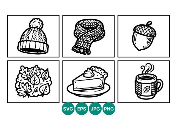 Cozy Autumn Line Art Icons