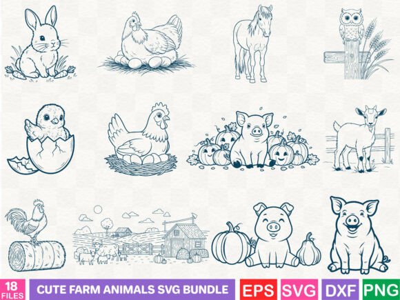 Cute Farm Animals SVG Bundle