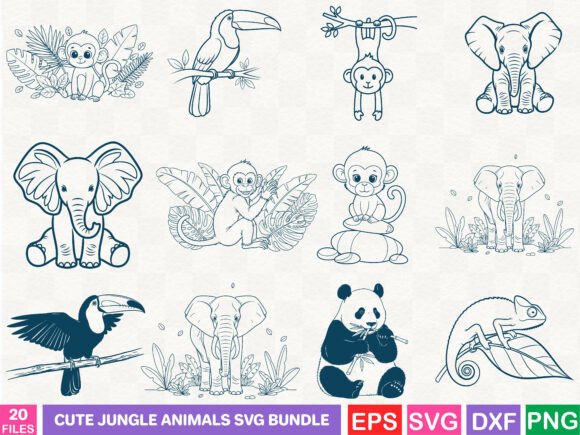 Cute Jungle Animals SVG Bundle