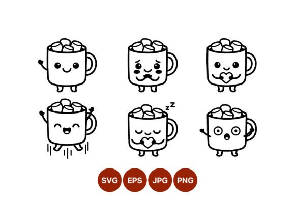 Cute Marshmallow Mug Characters