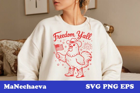 Cute Patriotic Chicken Cowboy SVG