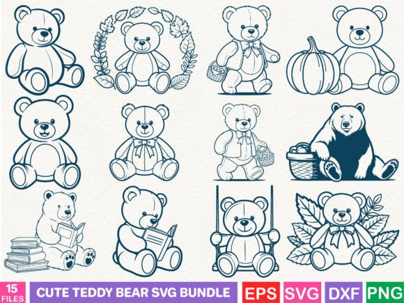 Cute Teddy Bear SVG Bundle