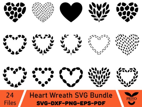 Heart Wreath SVG Bundle