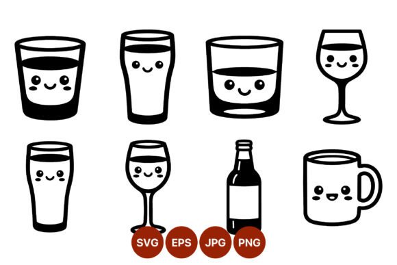 Kawaii Happy Drink Glasses Bottle Mug