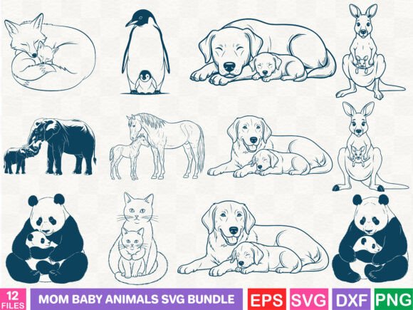 Mom Baby Animals SVG Bundle