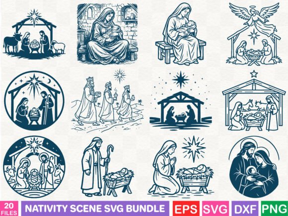 Nativity Scene SVG Bundle