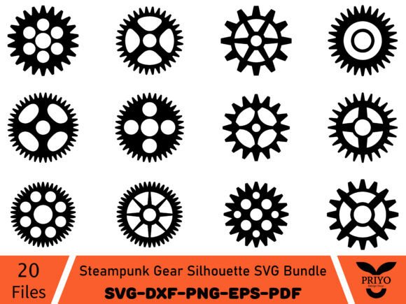 Steampunk Gear Silhouette SVG Bundle